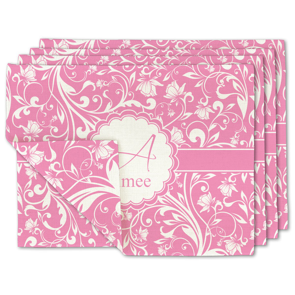 Custom Floral Vine Linen Placemat w/ Name and Initial