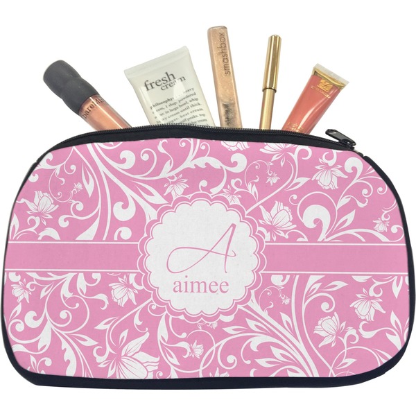 Custom Floral Vine Makeup / Cosmetic Bag - Medium (Personalized)
