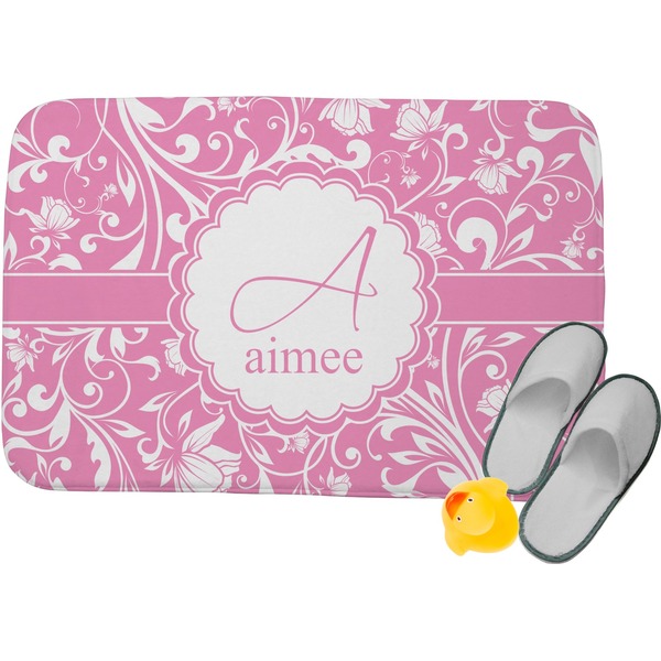 Custom Floral Vine Memory Foam Bath Mat (Personalized)