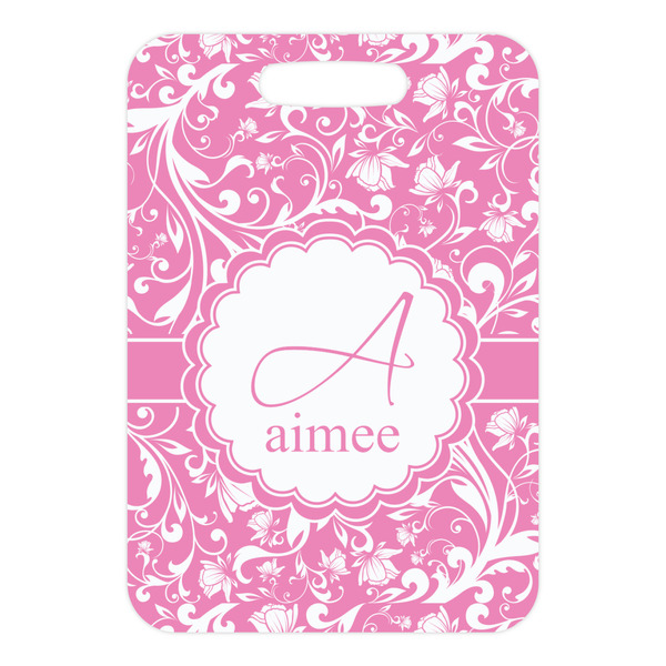 Floral Vine Metal Luggage Tag - Front Without Strap