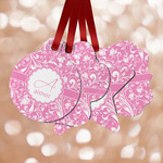 Floral Vine Metal Ornaments - Double Sided w/ Name and Initial