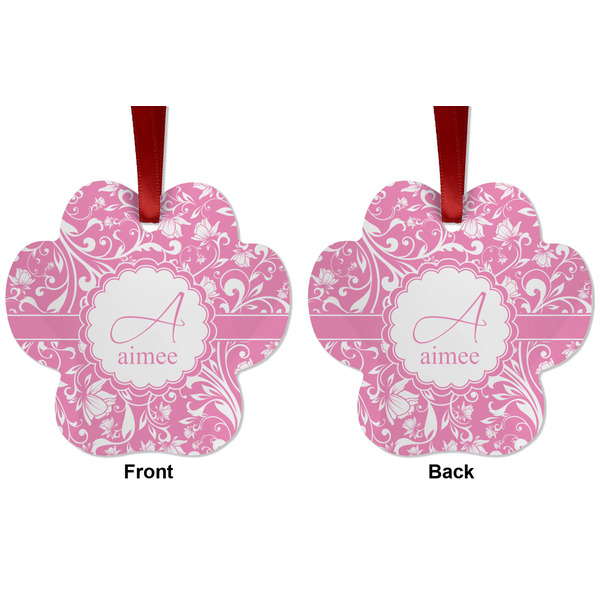 Floral Vine Metal Paw Ornament - Front and Back