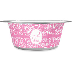 Floral Vine Stainless Steel Dog Bowl - Large (Personalized)