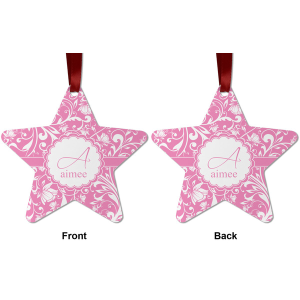 Floral Vine Metal Star Ornament - Front and Back