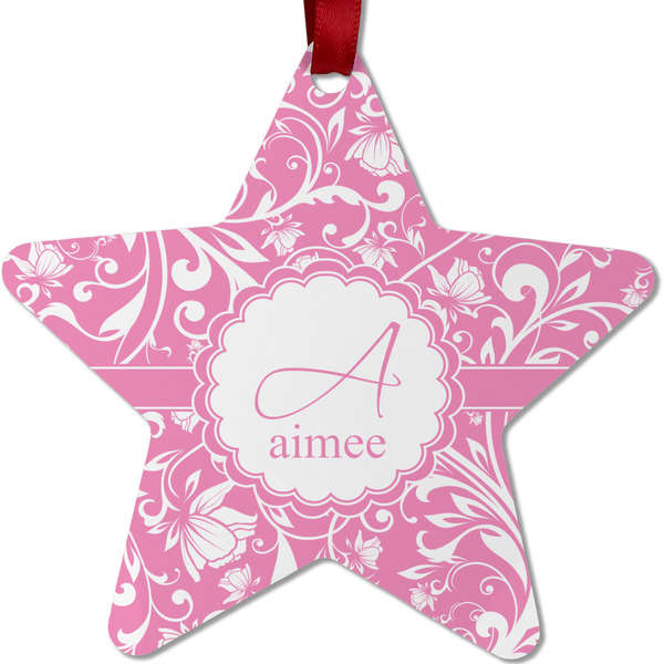 Floral Vine Metal Star Ornament - Front