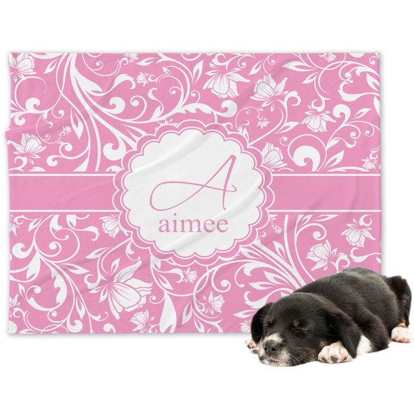 Custom Floral Vine Dog Blanket - Large (Personalized)