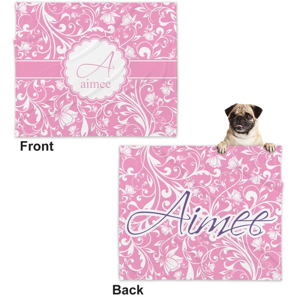 Floral Vine Microfleece Dog Blanket - Large- Front & Back