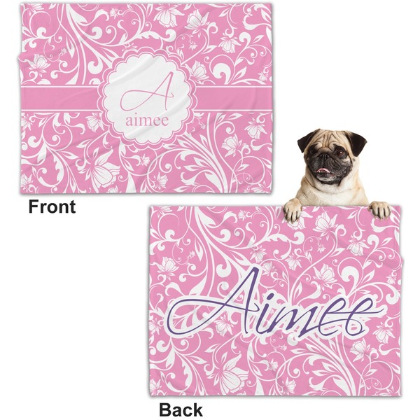 Floral Vine Microfleece Dog Blanket - Regular - Front & Back