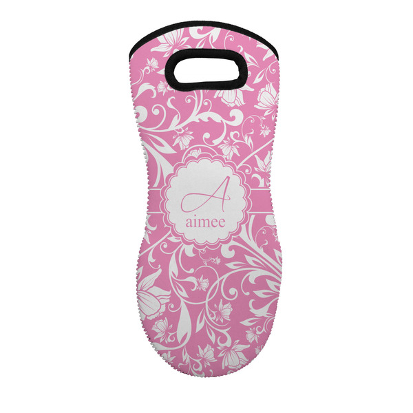 Custom Floral Vine Neoprene Oven Mitt - Single w/ Name and Initial