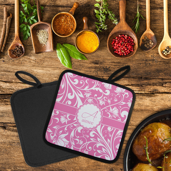 Floral Vine Neoprene Pot Holder - Set of 2  LIFESTYLE (Flatlay)