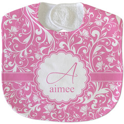 Floral Vine Velour Baby Bib w/ Name and Initial