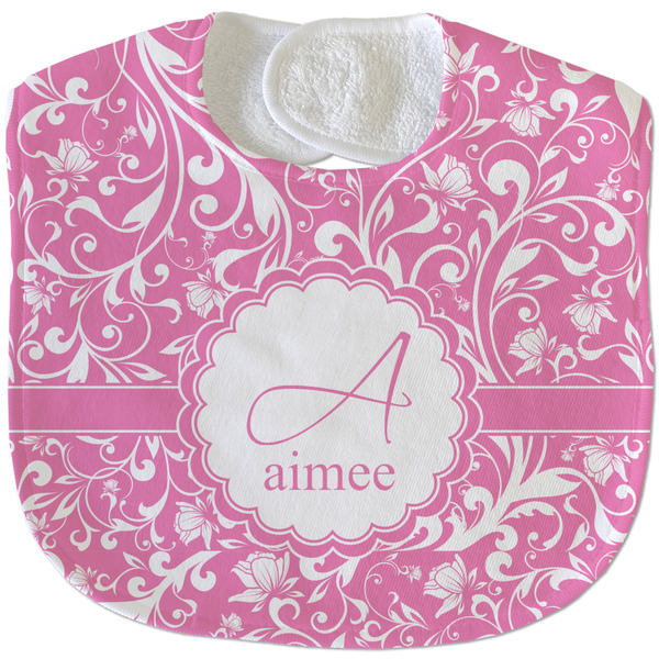 Custom Floral Vine Velour Baby Bib w/ Name and Initial