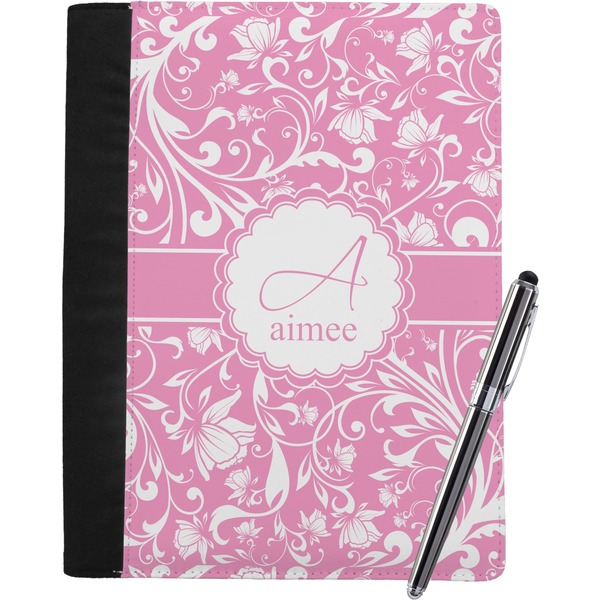 Custom Floral Vine Notebook Padfolio - Large w/ Name and Initial