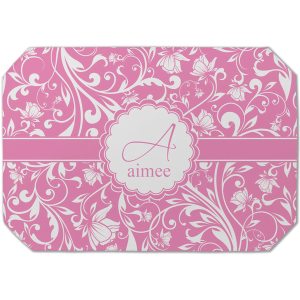 Custom Floral Vine Dining Table Mat - Octagon (Single-Sided) w/ Name and Initial