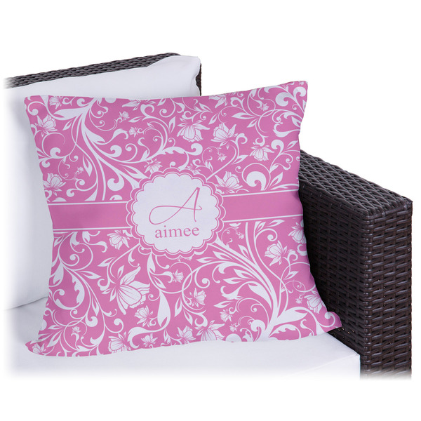 Custom Floral Vine Outdoor Pillow - 18" (Personalized)