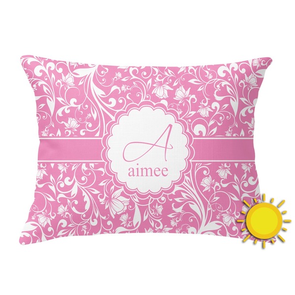 Custom Floral Vine Outdoor Throw Pillow (Rectangular) (Personalized)