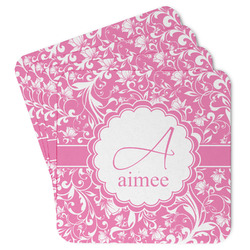 Floral Vine Paper Coasters w/ Name and Initial