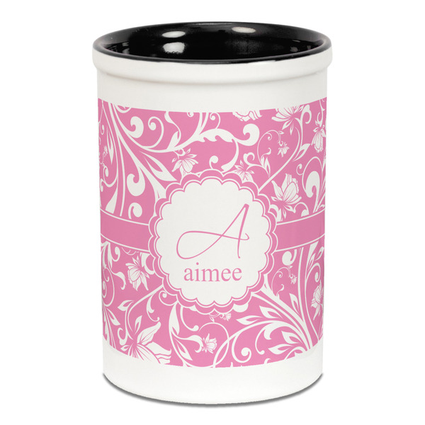 Floral Vine Pencil Holder - Black