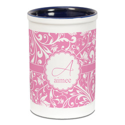 Floral Vine Ceramic Pencil Holders - Blue