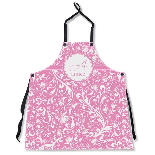 Custom Floral Vine Apron Without Pockets w/ Name and Initial