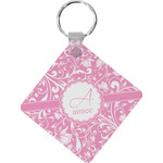 Floral Vine Diamond Plastic Keychain w/ Name and Initial