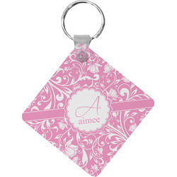 Floral Vine Diamond Plastic Keychain w/ Name and Initial