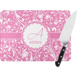 Floral Vine Rectangular Glass Cutting Board (Personalized)