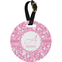 Floral Vine Plastic Luggage Tag - Round (Personalized)