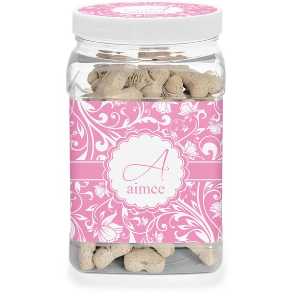 Custom Floral Vine Dog Treat Jar (Personalized)