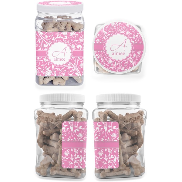 Floral Vine Pet Treat Jar - Multiple Angles