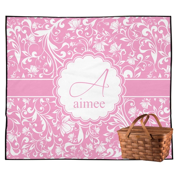 Custom Floral Vine Outdoor Picnic Blanket (Personalized)