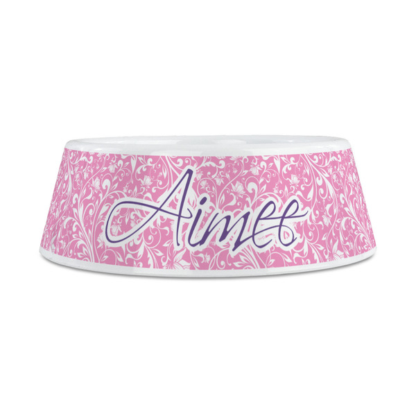 Floral Vine Plastic Dog Bowls - Medium - FRONT