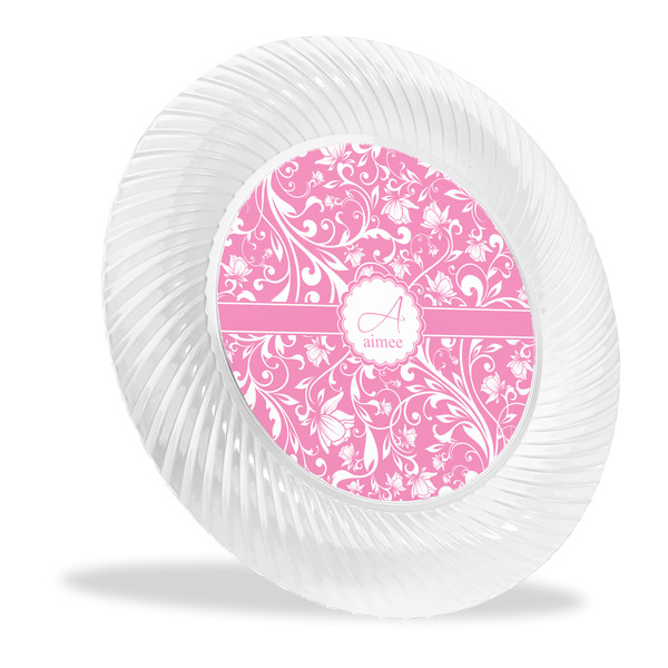 Custom Floral Vine Plastic Party Dinner Plates - 10" (Personalized)