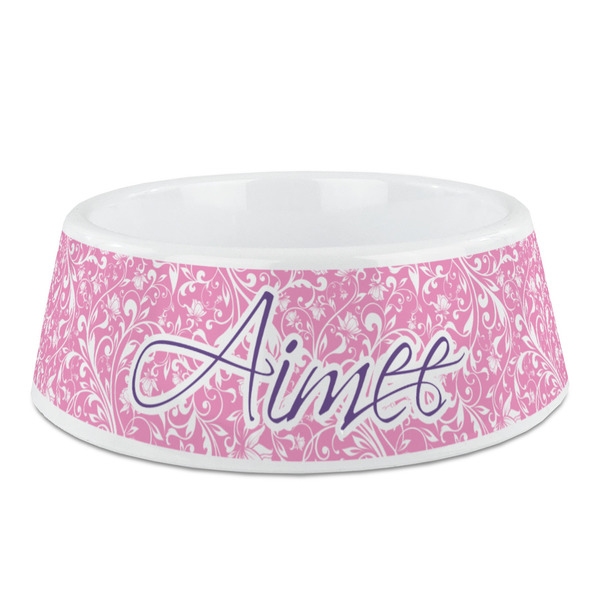Custom Floral Vine Plastic Dog Bowl - Medium (Personalized)