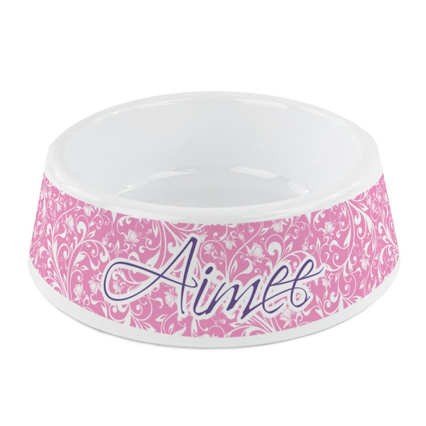 Custom Floral Vine Plastic Dog Bowl - Small (Personalized)