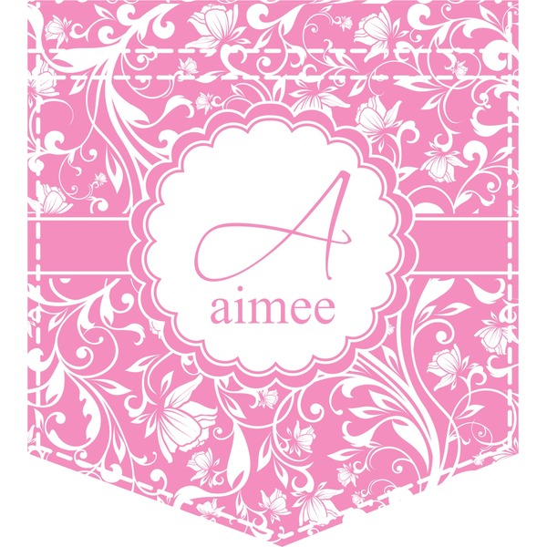 Custom Floral Vine Iron On Faux Pocket (Personalized)