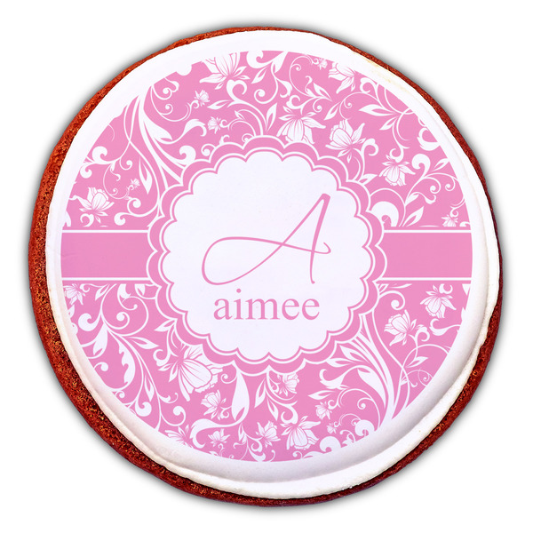 Floral Vine Printed Icing Circle - Large - On Cookie