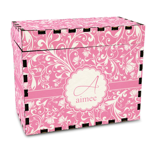 Custom Floral Vine Wood Recipe Box - Full Color Print (Personalized)