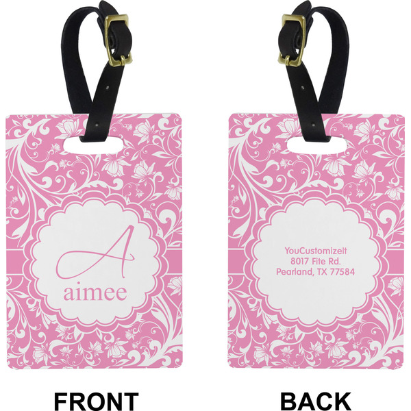 Floral Vine Rectangle Luggage Tag (Front + Back)