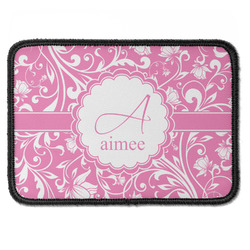 Floral Vine Iron On Rectangle Patch w/ Name and Initial