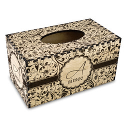 Floral Vine Wood Tissue Box Cover - Rectangle (Personalized)