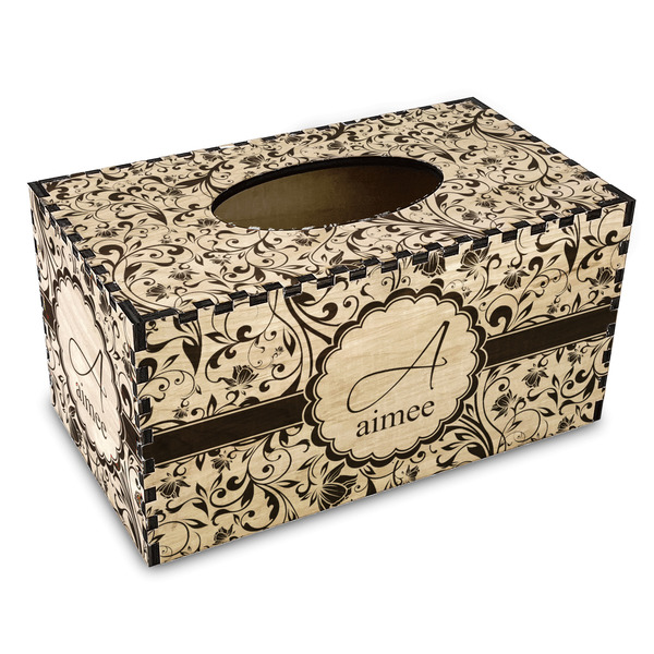 Custom Floral Vine Wood Tissue Box Cover - Rectangle (Personalized)