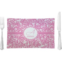 Floral Vine Rectangular Glass Lunch / Dinner Plate - Single or Set (Personalized)