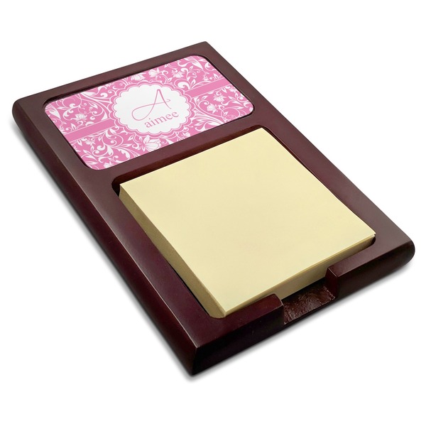 Custom Floral Vine Red Mahogany Sticky Note Holder (Personalized)