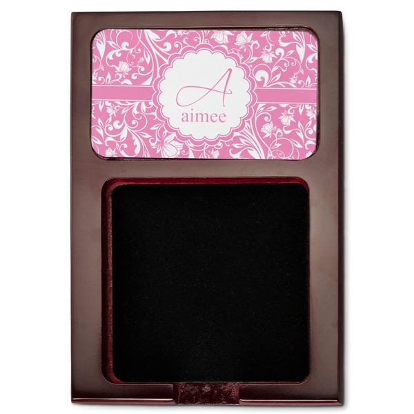 Floral Vine Red Mahogany Sticky Note Holder - Flat