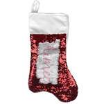 Floral Vine Reversible Sequin Stocking - Red (Personalized)