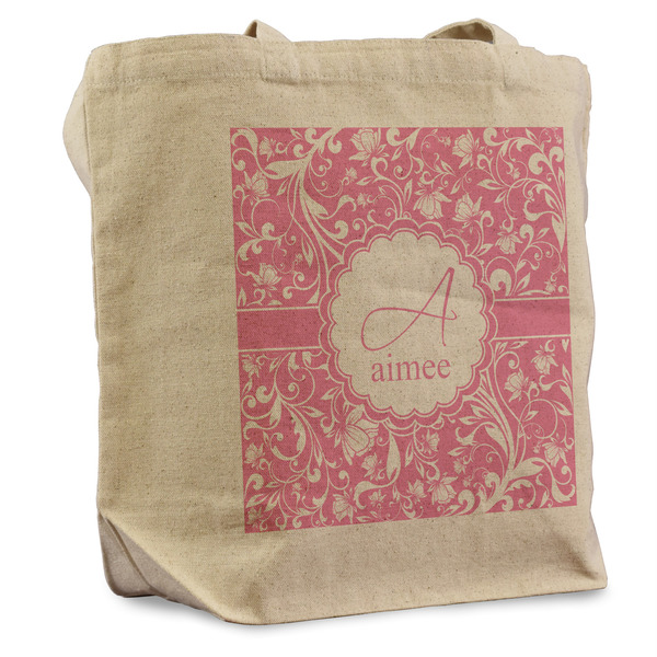 Custom Floral Vine Reusable Cotton Grocery Bag (Personalized)