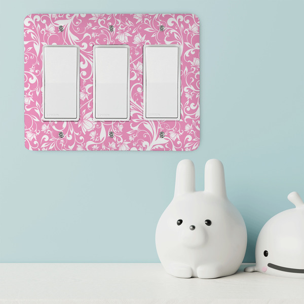 Floral Vine Rocker Light Switch Covers - Triple - IN CONTEXT