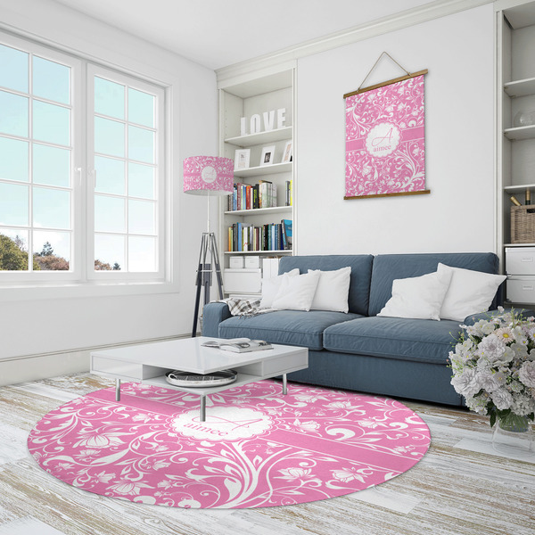 Floral Vine Round Area Rug - IN CONTEXT