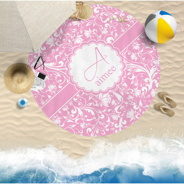 Floral Vine Round Beach Towel Lifestyle